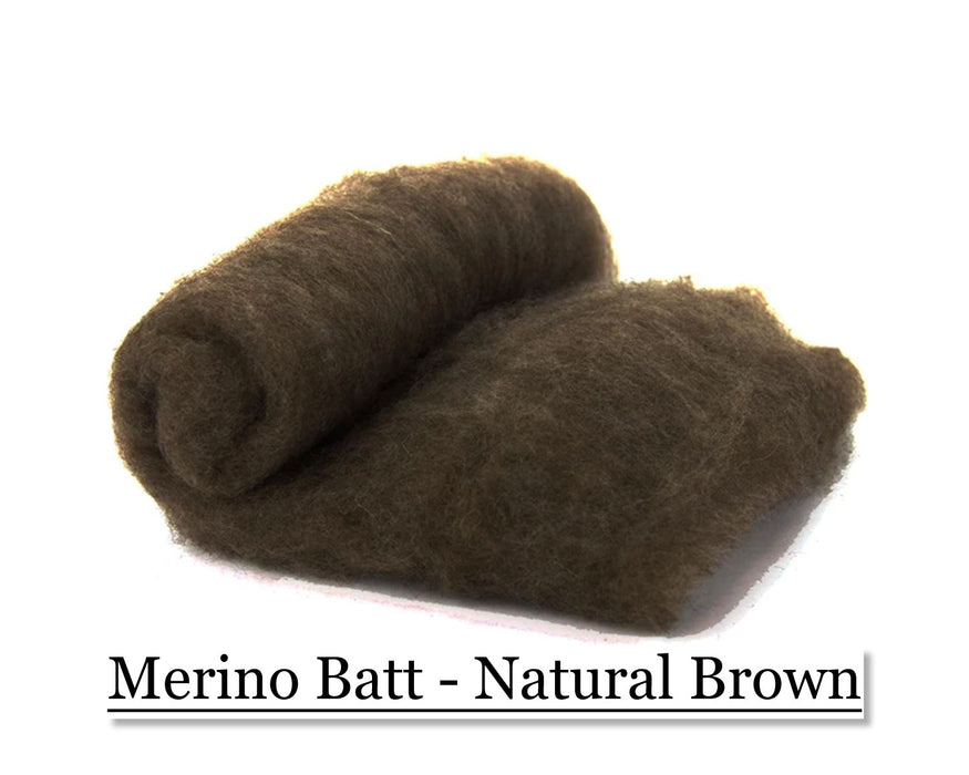 Merino Batt - Natural Brown - 200 grams - Cupid Falls Farm