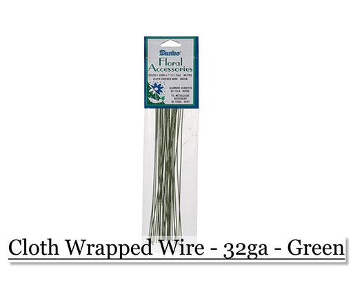 Cloth wrapped wire 32ga - 7 inch - Green - Cupid Falls Farm