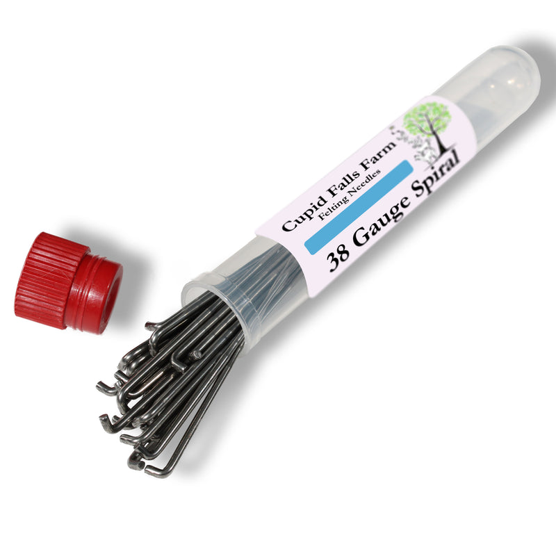 38 gauge spiral felting needles — medium spiral needle for even surface finish with reduced needle tracking