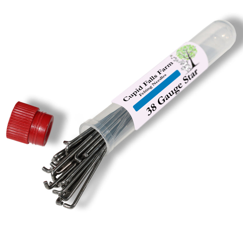 38 gauge star felting needles — 4-sided medium needle for fast mid-stage surface coverage