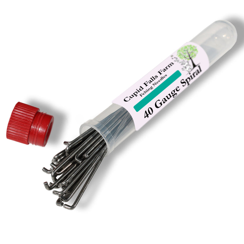 40 gauge spiral felting needles — fine spiral needle for late-stage surface refinement with minimal tracking