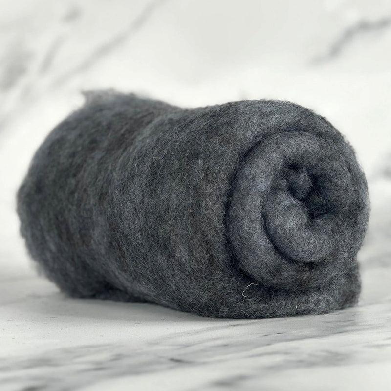 Charcoal grey British wool batt – Black Welsh Romney fiber for needle felting and spinning