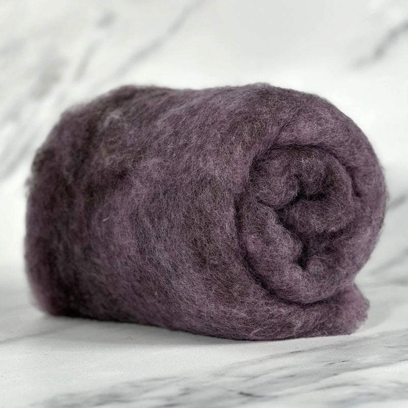Dusky purple British wool batt – Black Welsh Romney fiber for needle felting and spinning