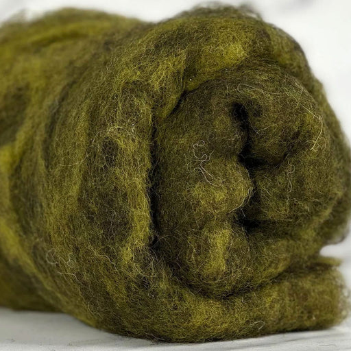 Rich green British wool batt – Black Welsh Romney fiber for needle felting and spinning