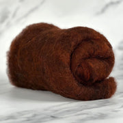 Reddish brown British wool batt – Black Welsh Romney fiber for needle felting and spinning
