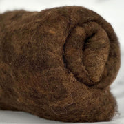 Olive brown British wool batt – Black Welsh Romney fiber for needle felting and spinning