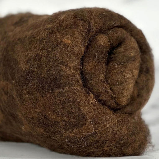 Olive brown British wool batt – Black Welsh Romney fiber for needle felting and spinning