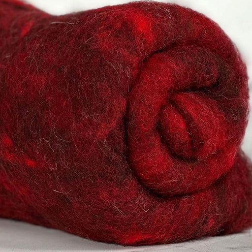 Deep red British wool batt – Black Welsh Romney fiber for needle felting and spinning