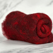 Deep red British wool batt – Black Welsh Romney fiber for needle felting and spinning