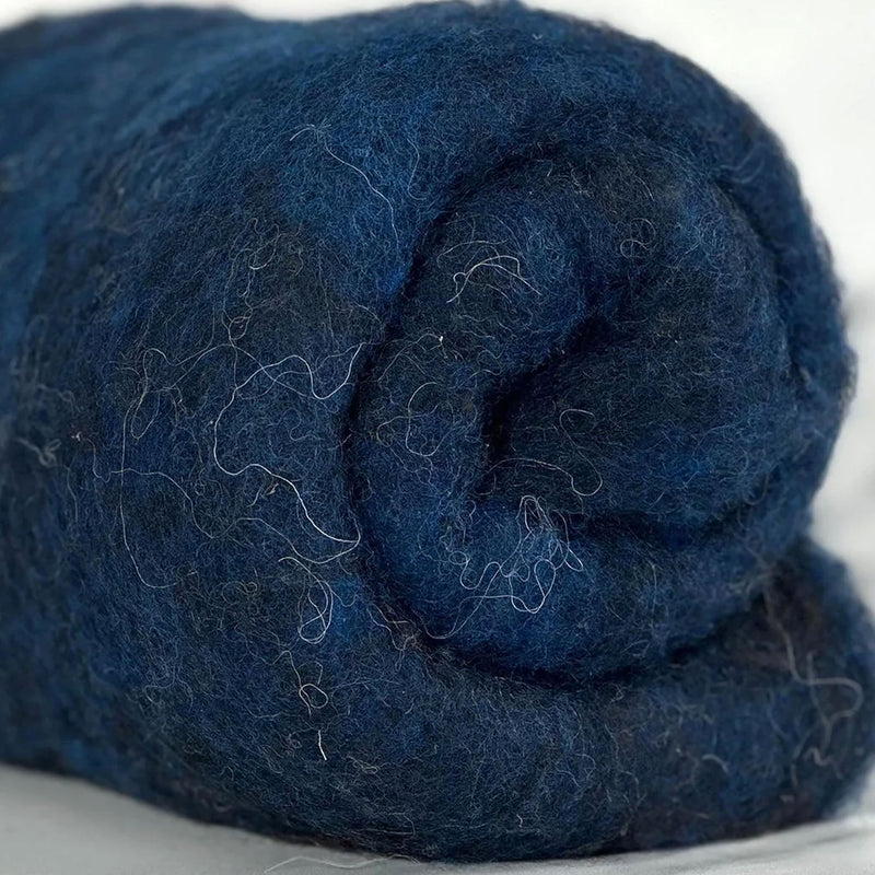 Teal navy British wool batt – Black Welsh Romney fiber for needle felting and spinning