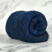 Teal navy British wool batt – Black Welsh Romney fiber for needle felting and spinning