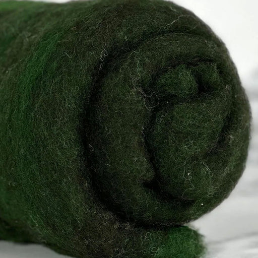 Forest green British wool batt – Black Welsh Romney fiber for needle felting and spinning