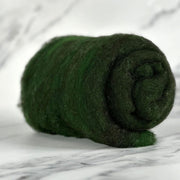 Forest green British wool batt – Black Welsh Romney fiber for needle felting and spinning