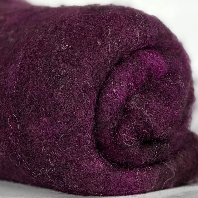 Purple magenta British wool batt – Black Welsh Romney fiber for needle felting and spinning