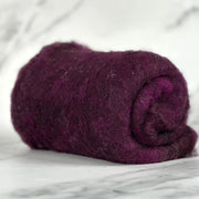 Purple magenta British wool batt – Black Welsh Romney fiber for needle felting and spinning