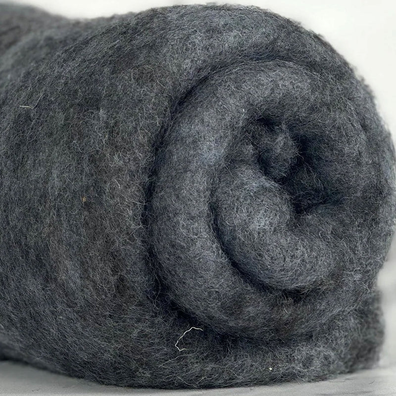 Charcoal grey British wool batt – Black Welsh Romney fiber for needle felting and spinning