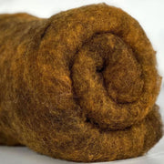 Golden amber British wool batt – Black Welsh Romney fiber for needle felting and spinning