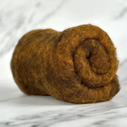 Golden amber British wool batt – Black Welsh Romney fiber for needle felting and spinning