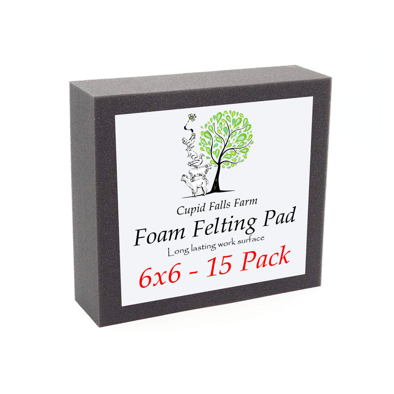 6" x 6" High Density Charcoal Foam Felting Pad — 15 Pack