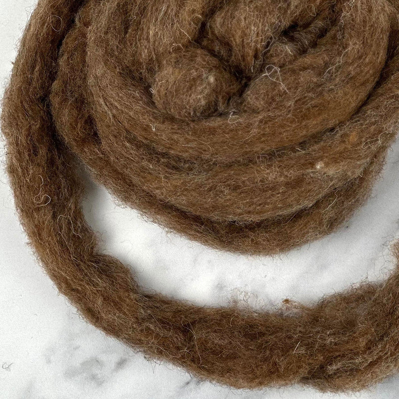 Parchment Brown British Wool Sliver - 1, 2 or 4 oz