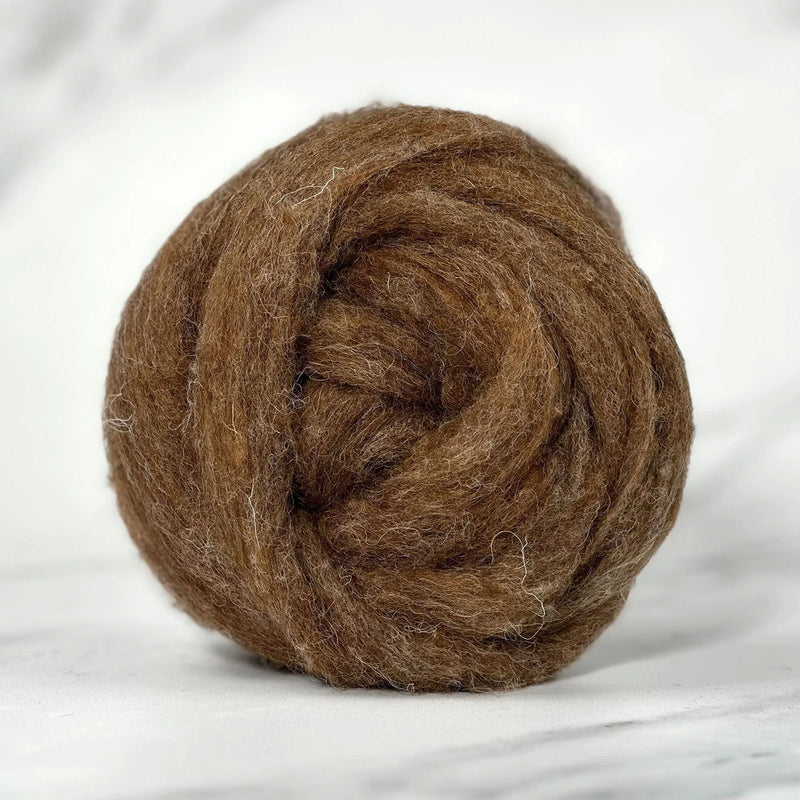 Parchment Brown British Wool Sliver - 8 oz