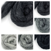 Grey wool roving collection – Corriedale fiber shades for needle felting and spinning