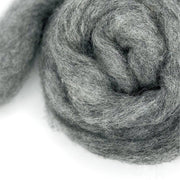 Fog — light grey Corriedale wool roving from the Shades of Grey Series. Perfect for felting & spinning