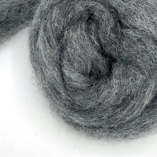 Tornado — dark grey Corriedale wool roving from the Shades of Grey Series. Perfect for felting & spinning.
