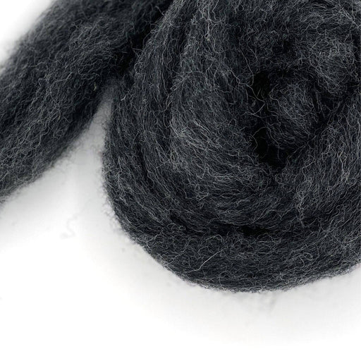 Windstorm — mid-grey Corriedale wool roving from the Shades of Grey Series. Perfect for felting & spinning.