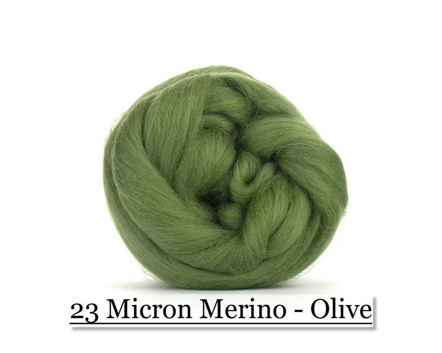 Olive -  Merino Wool Top - 23 Micron - Cupid Falls Farm