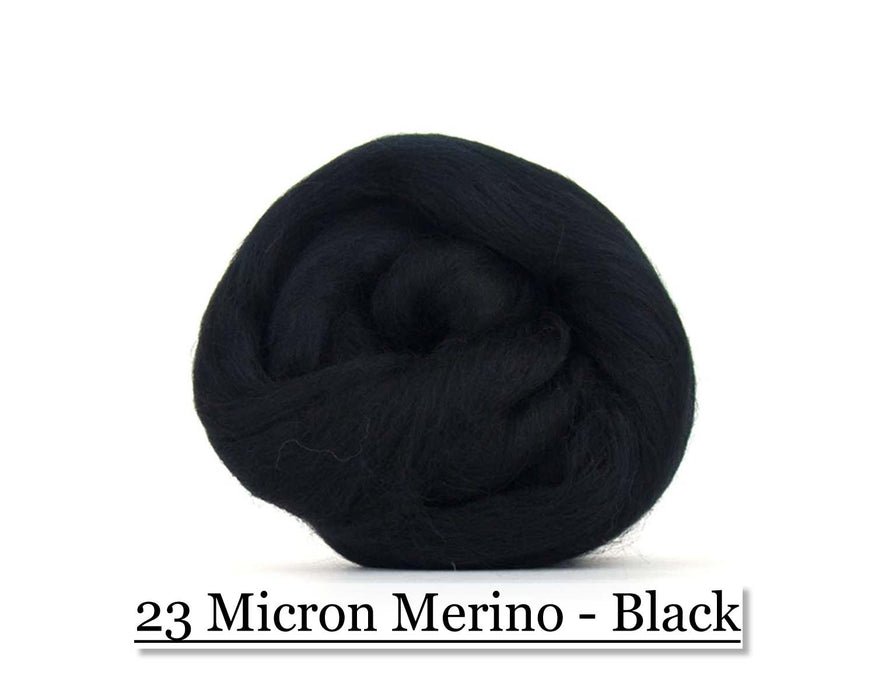 Black -  Merino Wool Top - 23 Micron - Cupid Falls Farm
