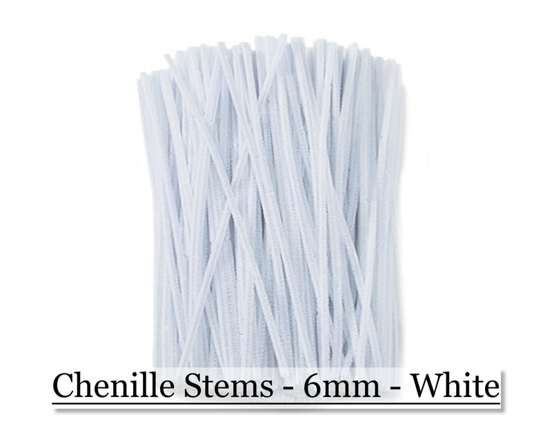 Chenille Stems - 6mm - White - Cupid Falls Farm