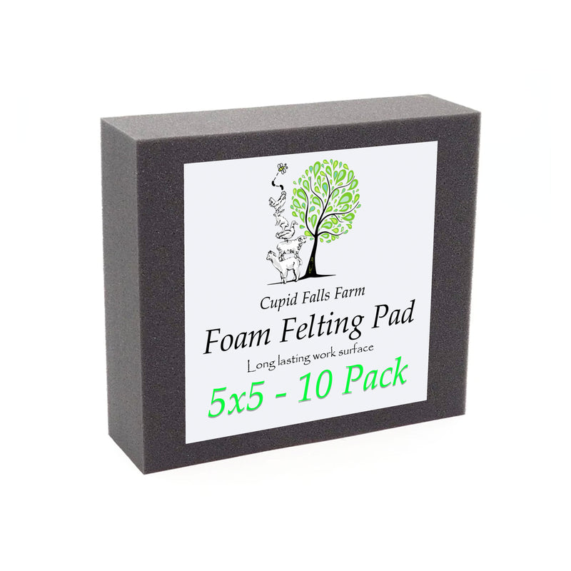 5x5 inch high density charcoal foam felting pad, 2 inches thick, for needle felting. 10 pack
