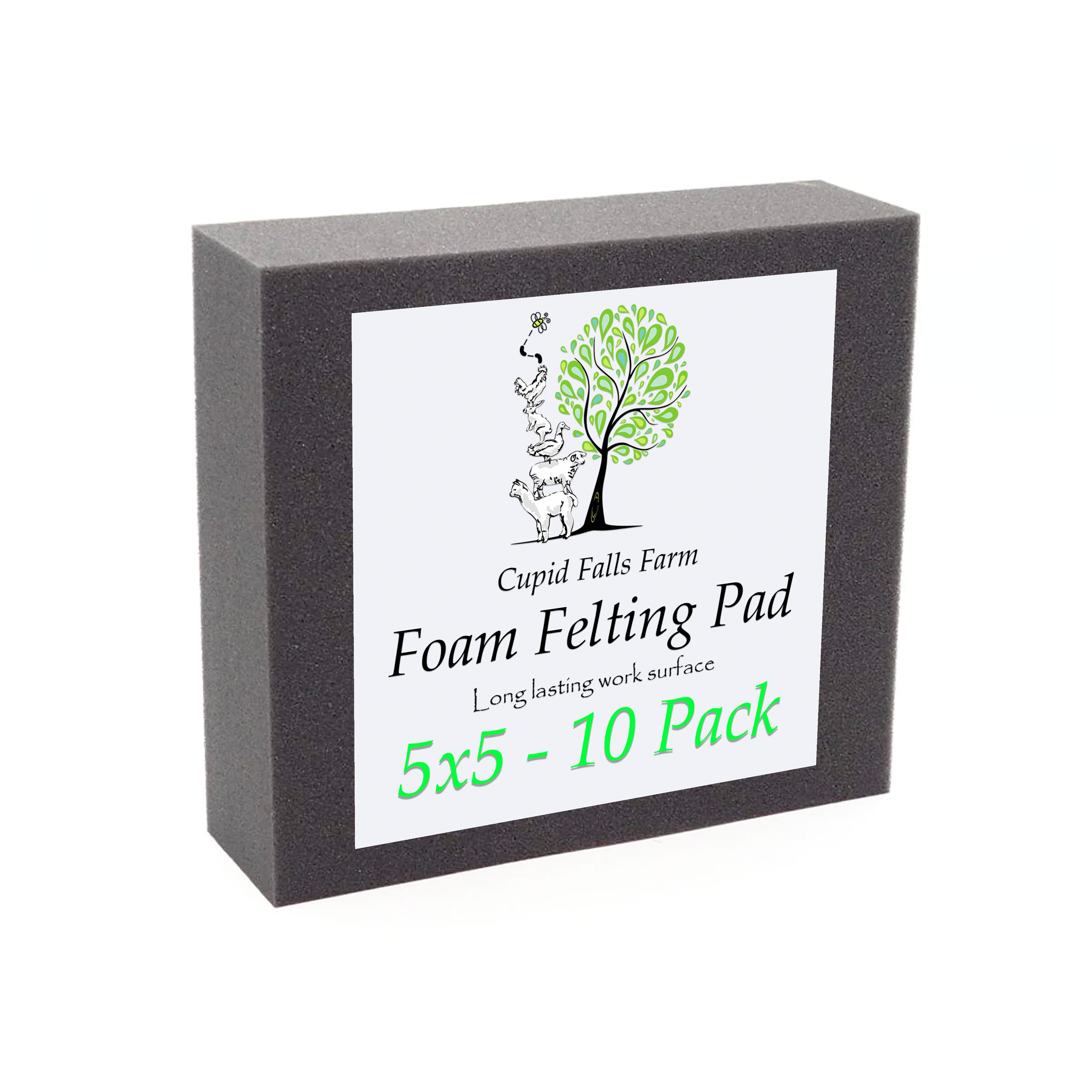 5" x 5" High quality dense charcoal foam felting pad - 10 Pack