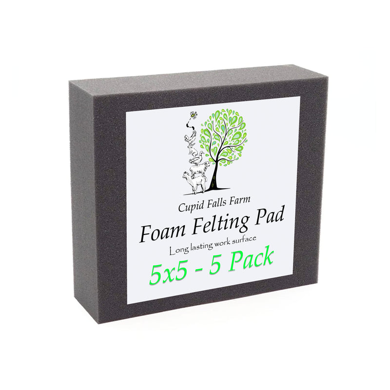 5x5 inch high density charcoal foam felting pad, 2 inches thick, for needle felting. 5 pack.