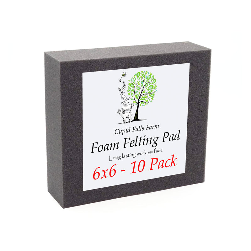 6x6 inch high density charcoal foam felting pad, 2 inches thick, for needle felting. Bulk 10 pack