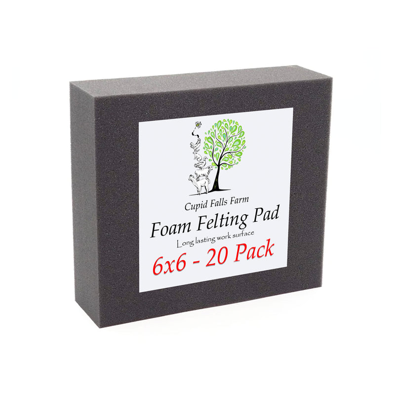6x6 inch high density charcoal foam felting pad, 2 inches thick, for needle felting. Bulk 20 pack