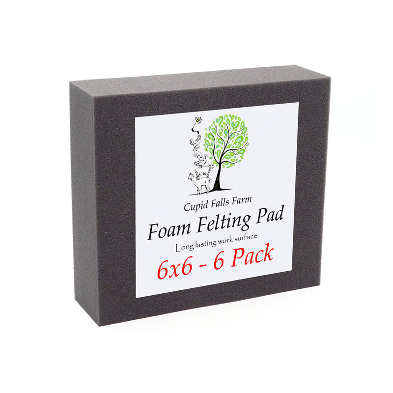6x6 inch high density charcoal foam felting pad, 2 inches thick, for needle felting. Bulk 6 pack