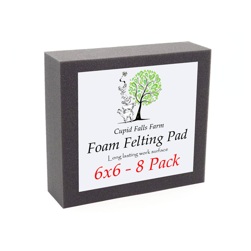 6x6 inch high density charcoal foam felting pad, 2 inches thick, for needle felting. Bulk 8 pack