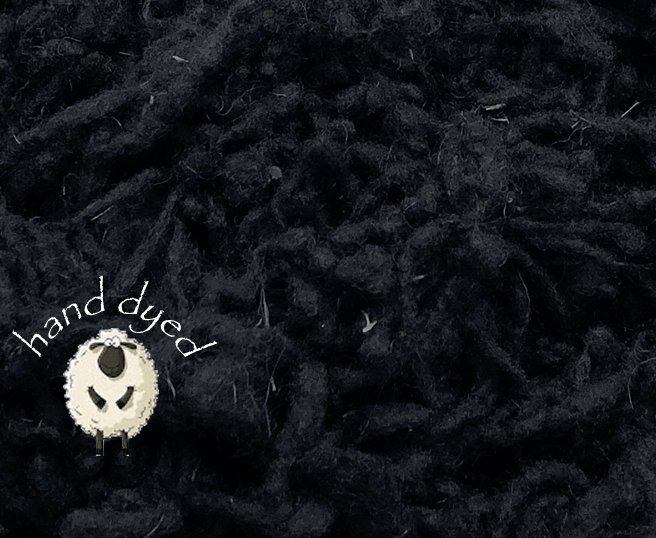 Black - Wool Slubs - Hand Dyed- 1 Ounce - Cupid Falls Farm