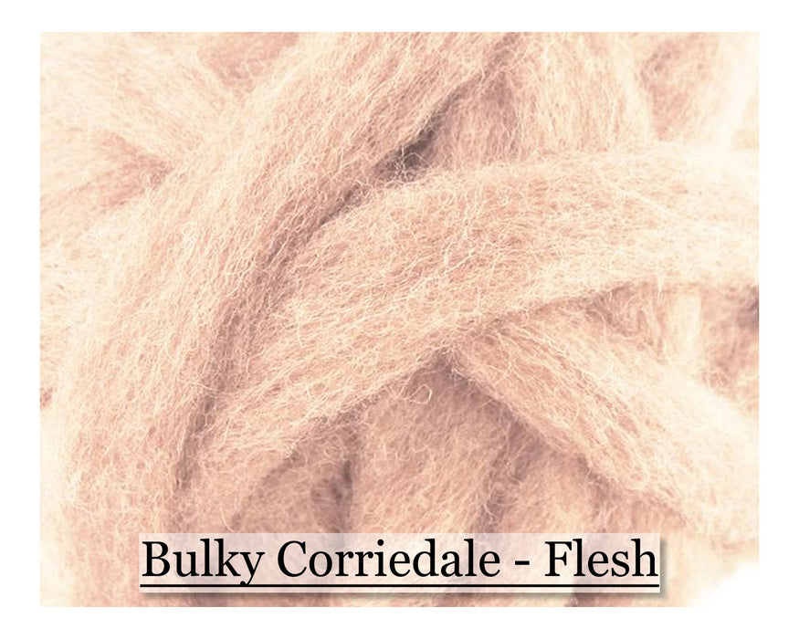Flesh - Corriedale Wool Roving - Corriedale Wool Sliver - 16oz - Cupid Falls Farm