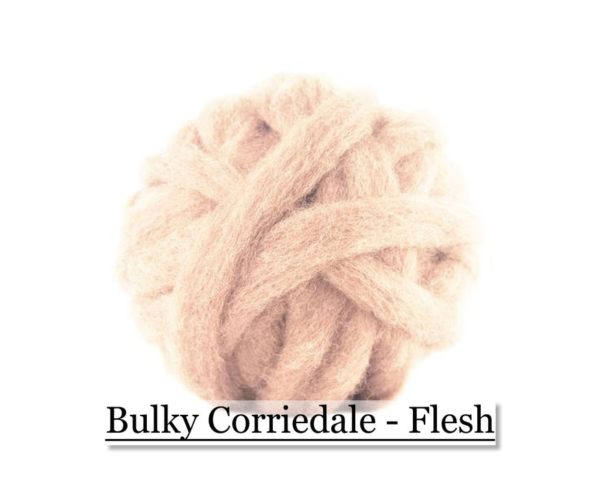 Flesh - Corriedale Wool Roving - Corriedale Wool Sliver - 16oz - Cupid Falls Farm