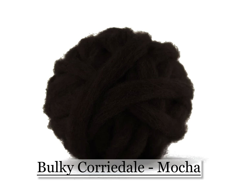 Mocha - Corriedale Wool Roving - Corriedale Wool Sliver - Cupid Falls Farm