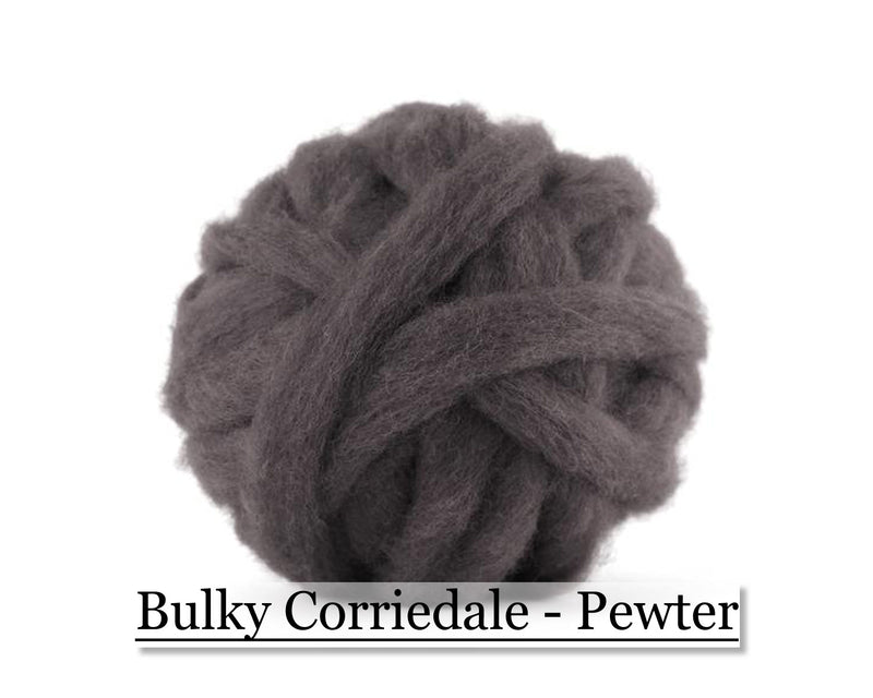 Pewter - Corriedale Wool Roving - Corriedale Wool Sliver - Cupid Falls Farm