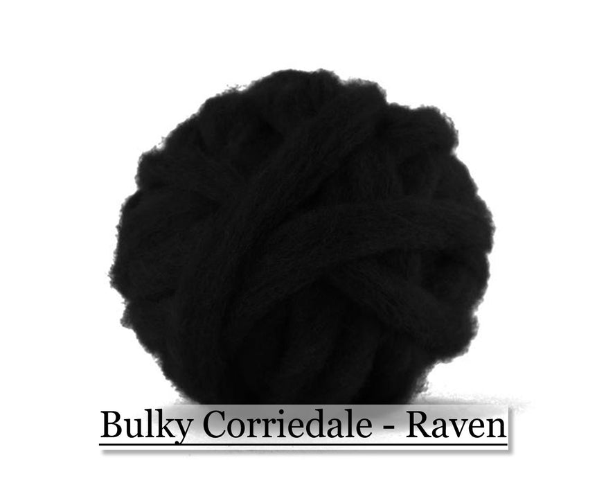 Raven - Corriedale Wool Roving - Corriedale Wool Sliver - Cupid Falls Farm
