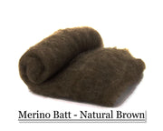 Merino Batt - Natural Brown - 200 grams - Cupid Falls Farm