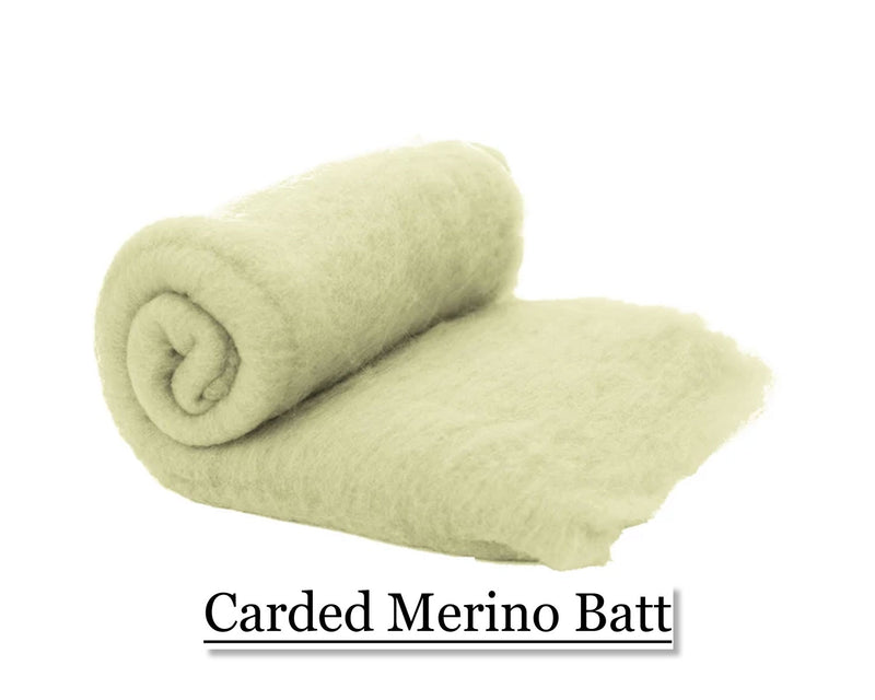 Merino Batt - Natural White - 200 grams - Cupid Falls Farm
