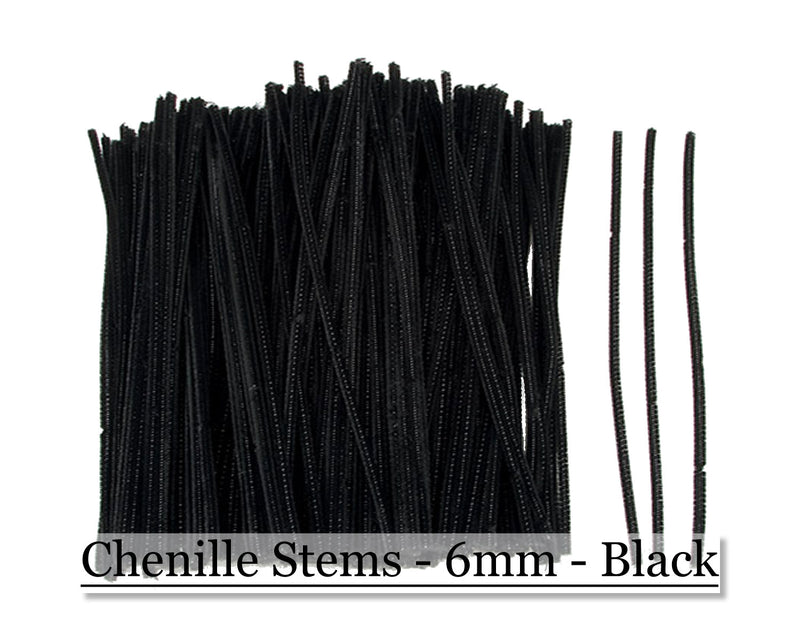 Chenille Stems - 6mm - Black - Cupid Falls Farm