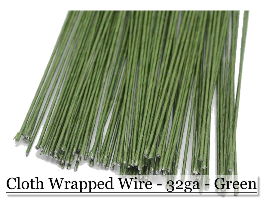 Cloth wrapped wire 18ga - Green - Cupid Falls Farm
