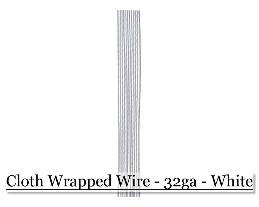 Cloth wrapped wire 32ga - White - Cupid Falls Farm